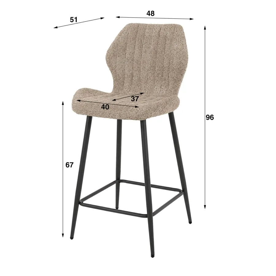 WoonStijl Barstoel boucle lendesteun zand Hot