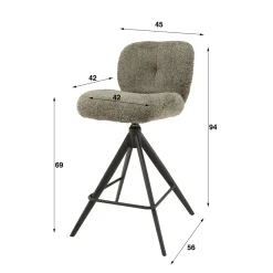 WoonStijl Barstoel Comfort draaibaar Boucle Wit Best