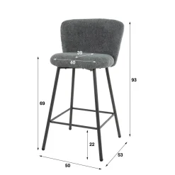 WoonStijl Barstoel Curve Boucle grijs Best