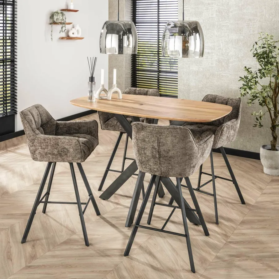 WoonStijl Barstoel raster draaibaar Rich Taupe Best