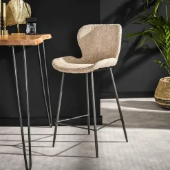 WoonStijl Barstoel ronde buis Boucle zand Sale