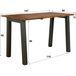 WoonStijl Bartafel 147 edge 25mm / Massief acacia naturel New