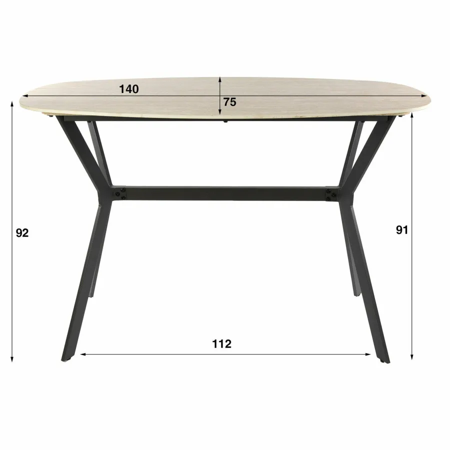 WoonStijl Bartafel Romano deens ovaal 140cm Best