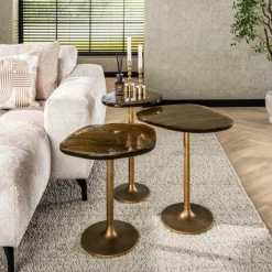 WoonStijl Bijzettafel L Eclipse goud antiek finish New