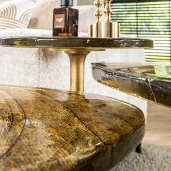 WoonStijl Bijzettafel L Eclipse goud antiek finish New