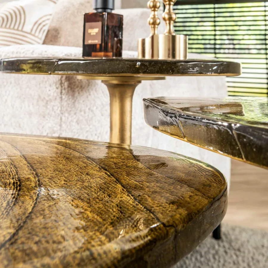 WoonStijl Bijzettafel M Eclipse Goud antiek finish Clearance