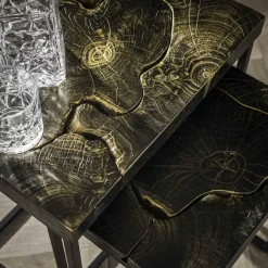 WoonStijl Bijzettafel set van 2 rechthoekig Robuust zwart met goud Online