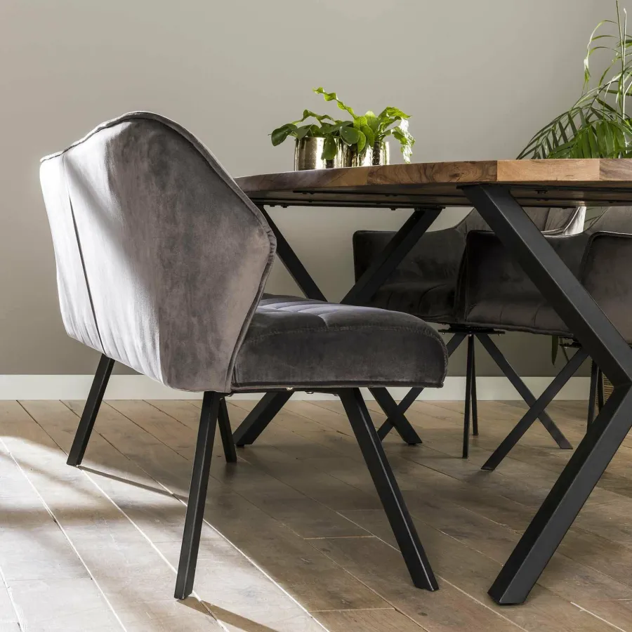 WoonStijl Eetkamerbank raster 180 velvet antraciet Clearance