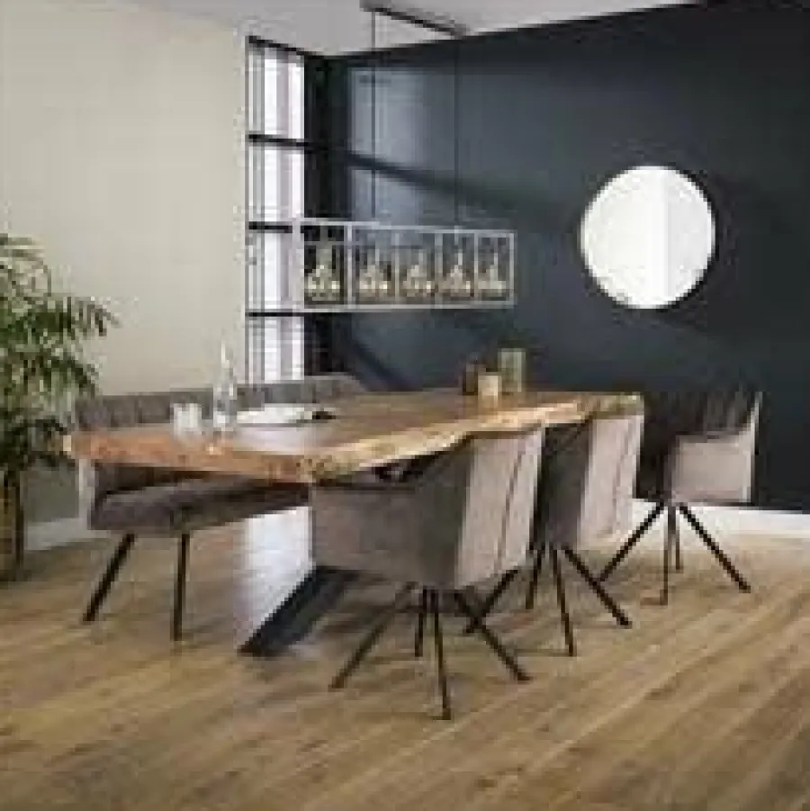 WoonStijl Eetkamerbank raster 180 velvet antraciet Clearance