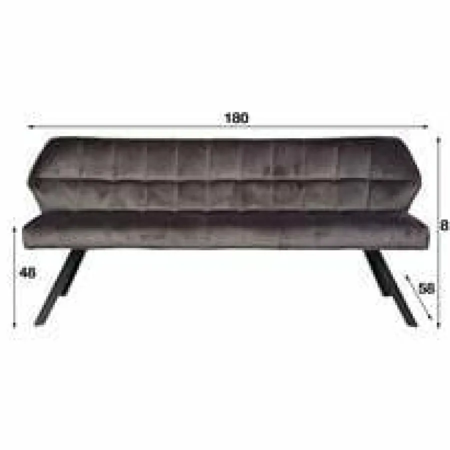 WoonStijl Eetkamerbank raster 180 velvet antraciet Clearance