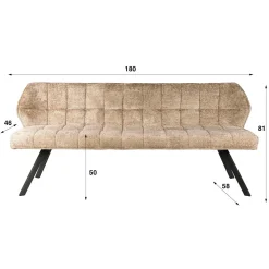 WoonStijl Eetkamerbank Raster 180 cm Alura zand New