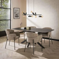 WoonStijl Eetkamerstoel Boucle ronde rug Curva zand Best