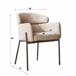 WoonStijl Eetkamerstoel Boucle ronde rug Curva zand Best