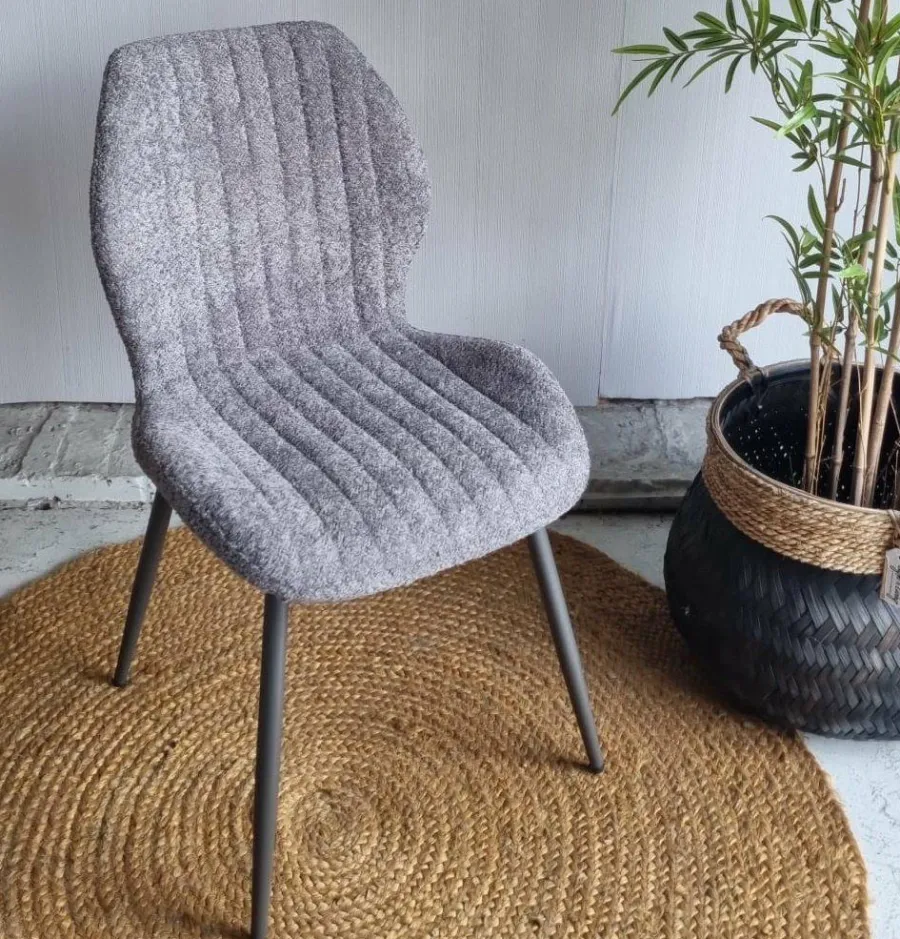 WoonStijl Eetkamerstoel Lende Boucle grijs New