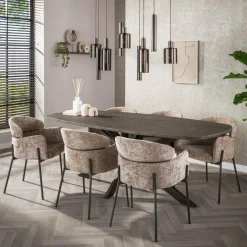 WoonStijl Eetkamerstoel ronde rug Curva Hoven Champagne New
