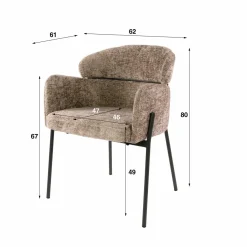WoonStijl Eetkamerstoel ronde rug Curva Hoven Champagne New