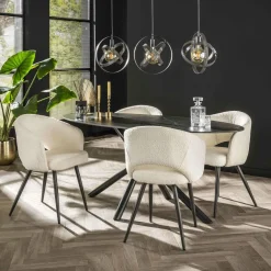 WoonStijl Eetkamerstoel Salon Boucle wit Clearance