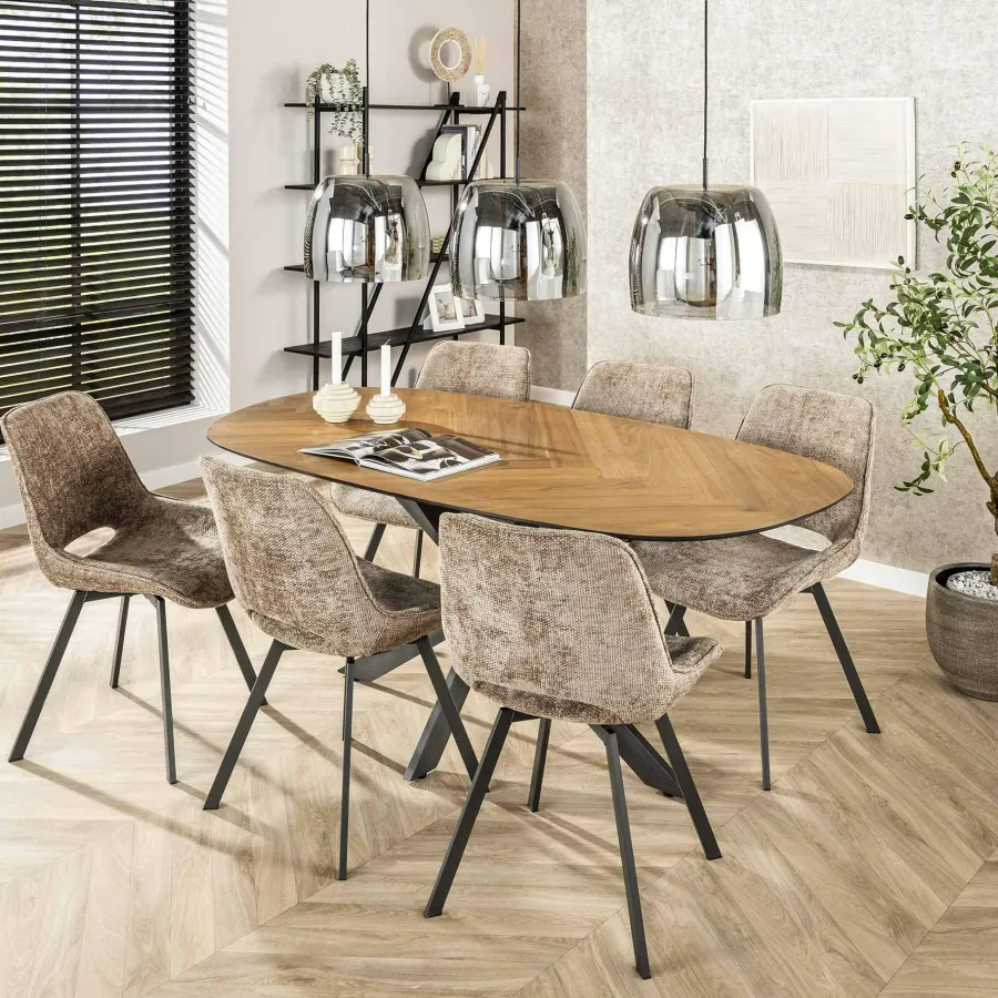 WoonStijl Eetkamerstoel Swivel - Rich champagne Clearance