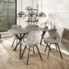 WoonStijl Eetkamertafel 160 ovaal blad zwart gepoedercoat frame / 3D betonlook grijs Online