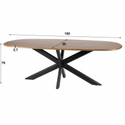 WoonStijl Eetkamertafel 180 Cliff ovale buis mango Clearance