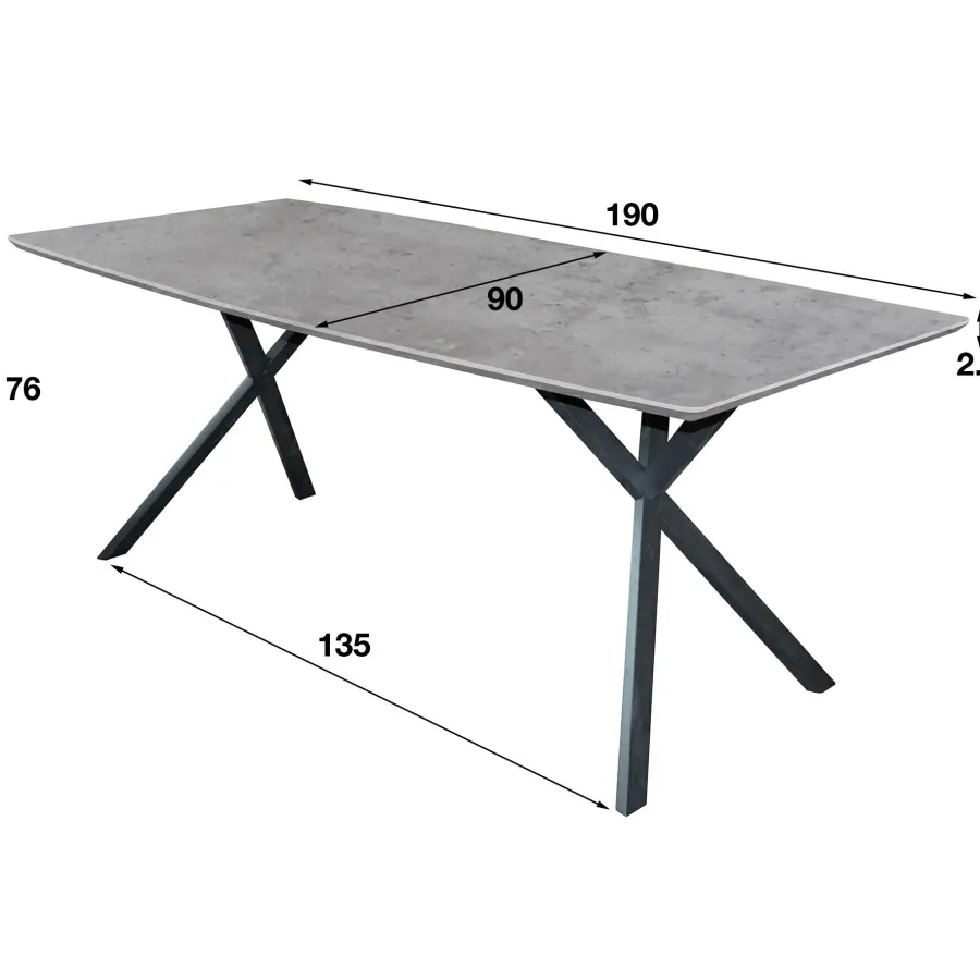 WoonStijl Eetkamertafel 190 ovaal blad betonlook