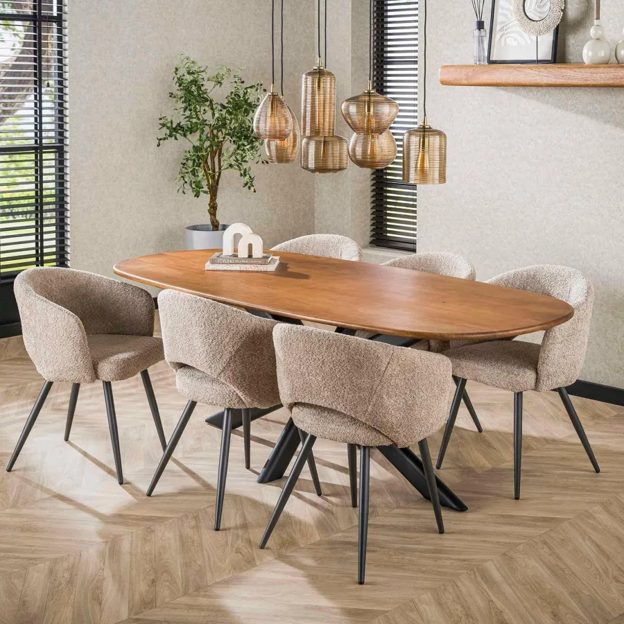 WoonStijl Eetkamertafel 215 Cliff ovale buis mango Online