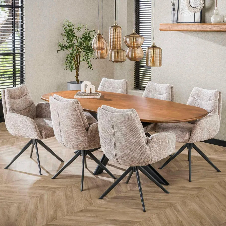 WoonStijl Eetkamertafel 215 Cliff ovale buis mango Online