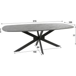 WoonStijl Eetkamertafel 215 deens ovaal zwart bruin New