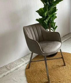 WoonStijl Eettafelfauteuil Striped PU Taupe Outlet