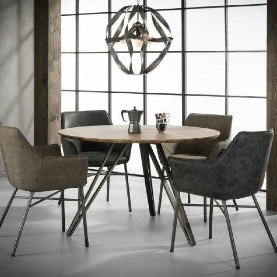 WoonStijl Eettafelfauteuil Striped PU Taupe Outlet