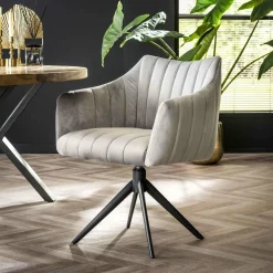 WoonStijl Eettafelstoel Cinema draaibaar zilver velvet New