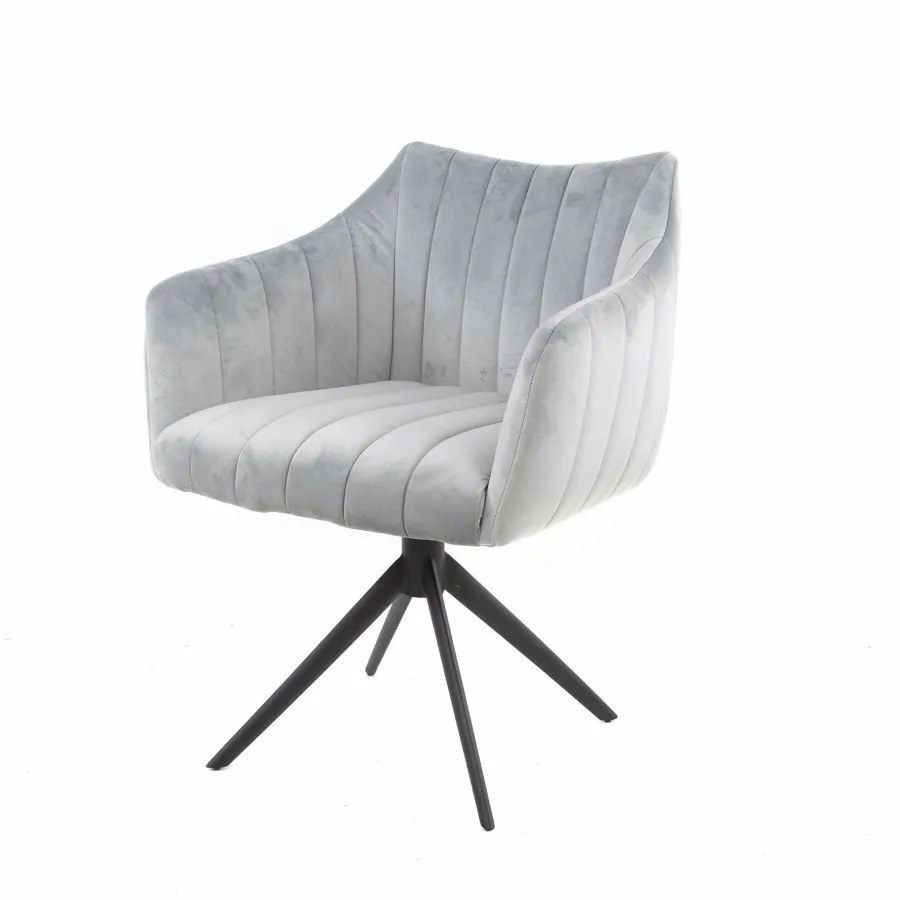 WoonStijl Eettafelstoel Cinema draaibaar zilver velvet New