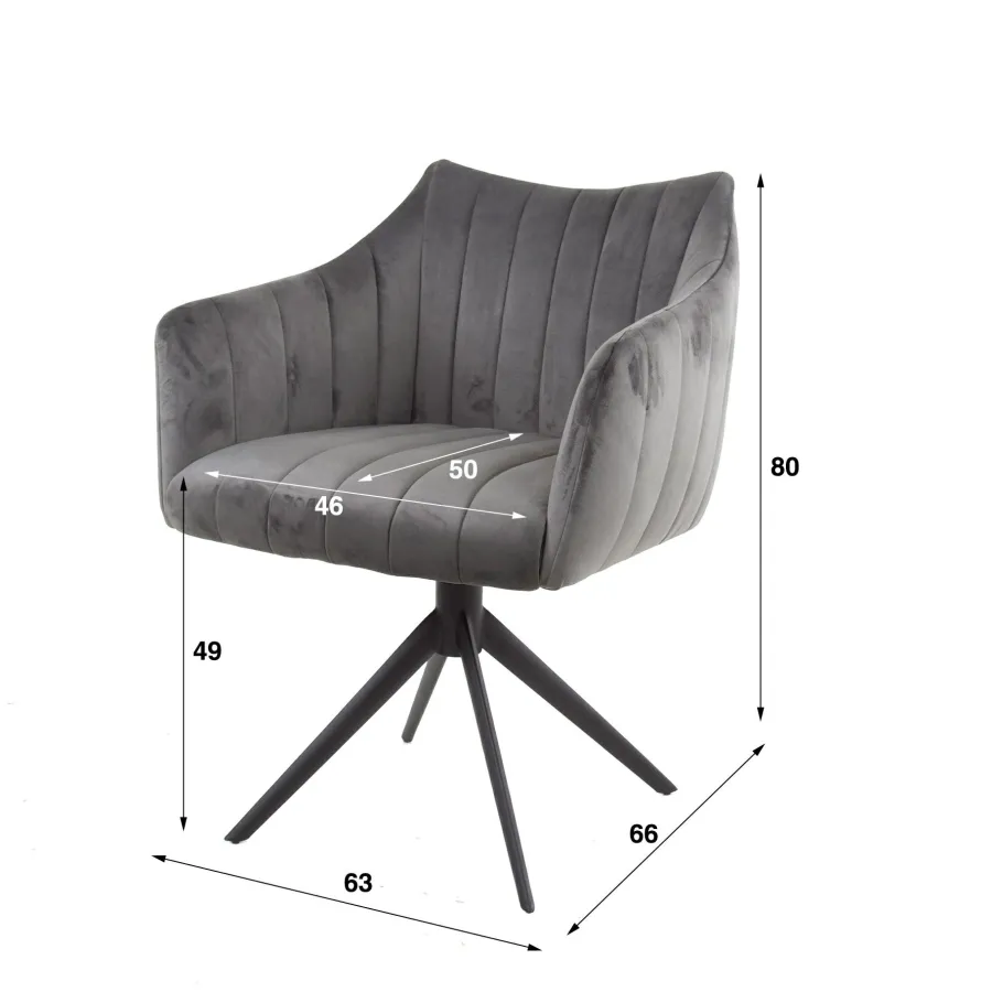 WoonStijl Eettafelstoel Cinema draaibaar zilver velvet New