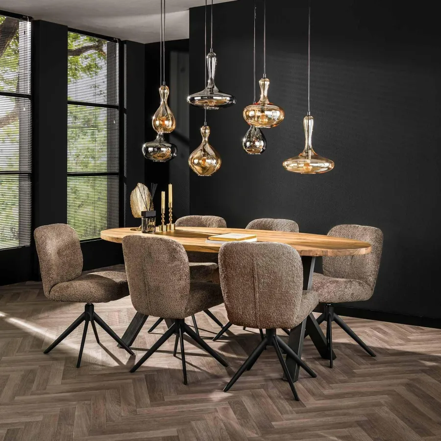 WoonStijl Eettafelstoel Comfort draaibaar Boucle Taupe New
