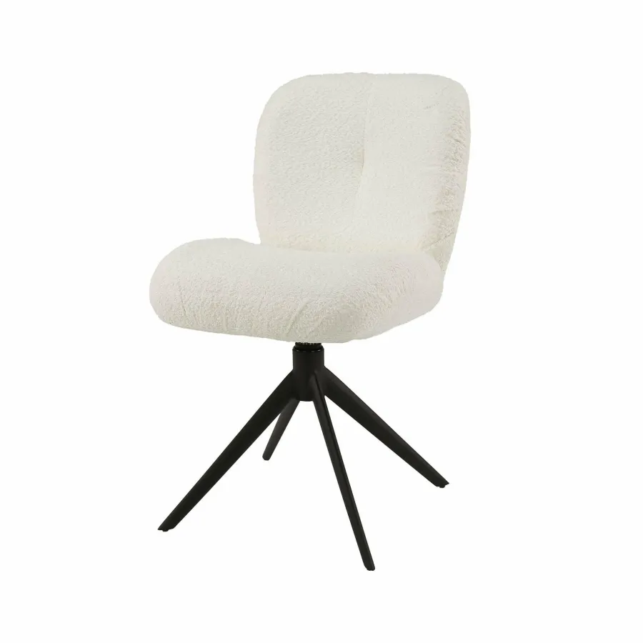 WoonStijl Eettafelstoel Comfort draaibaar Boucle Wit Hot