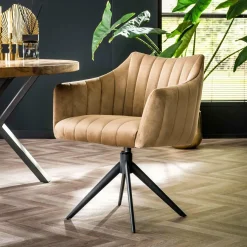 WoonStijl Eettafelstoel Cinema draaibaar champagne velvet Clearance