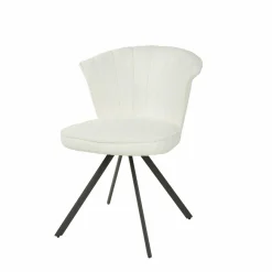 WoonStijl Eettafelstoel halfronde rug spring boucle wit - Set van 2 stoelen Sale