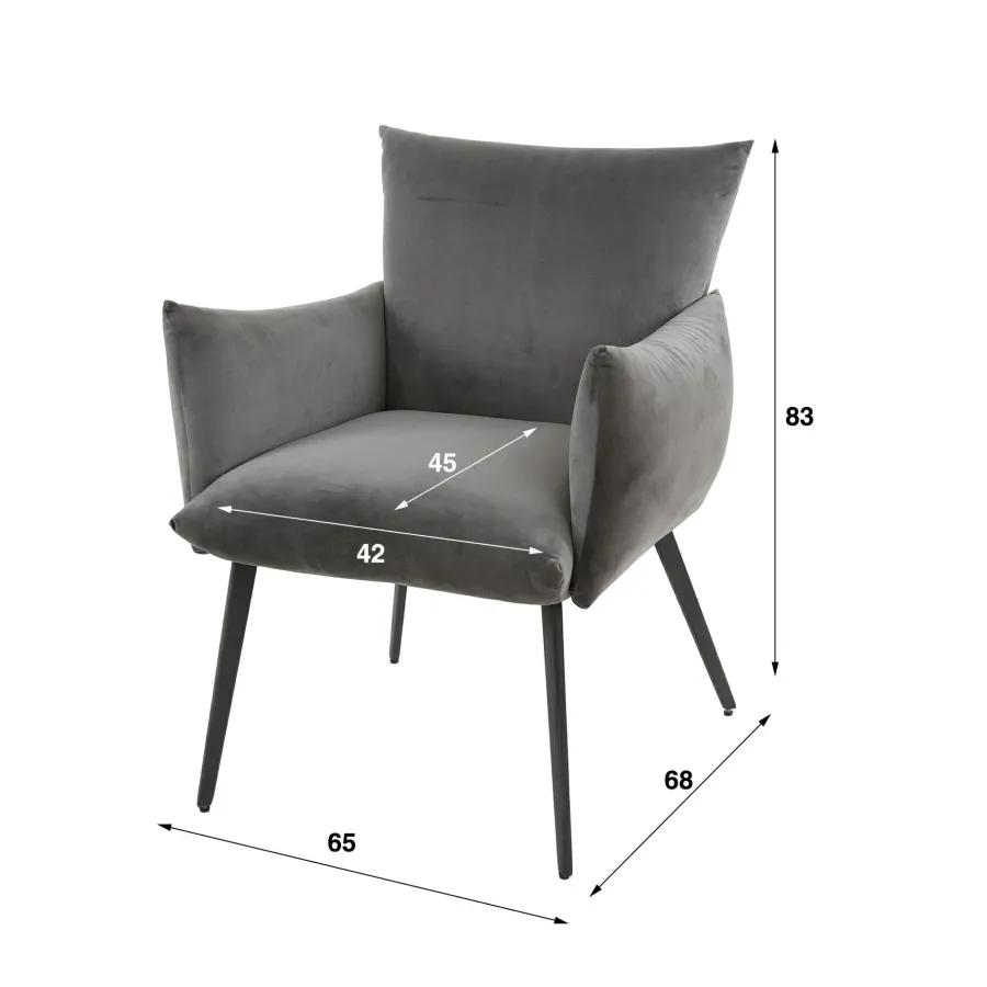 WoonStijl Eettafelstoel Lobby velvet zilverkleurig Discount