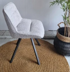 WoonStijl Eettafelstoel Plooi Boucle zilverkleurig