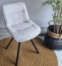 WoonStijl Eettafelstoel Plooi Boucle zilverkleurig