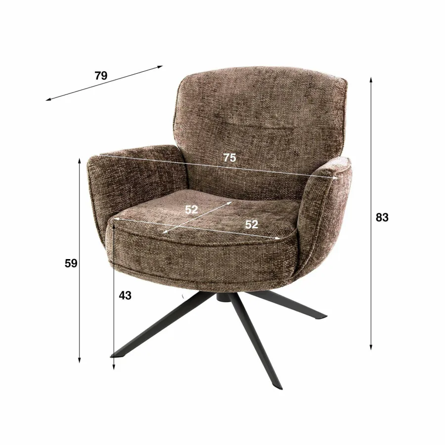 WoonStijl Fauteuil Forza draaibaar Hoven champagne