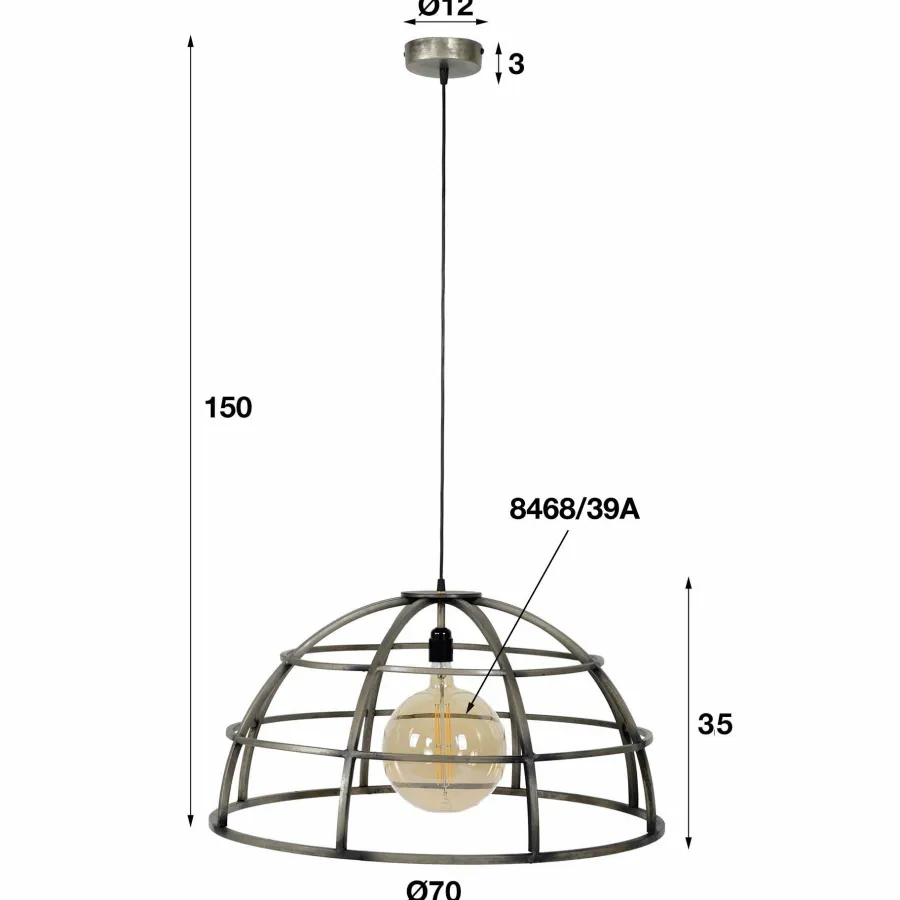 WoonStijl Hanglamp Ø70 dome / Oud zilver Sale