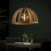 WoonStijl Hanglamp Ø60 gebogen houten spijlen / Massief mango naturel / Massief mango naturel