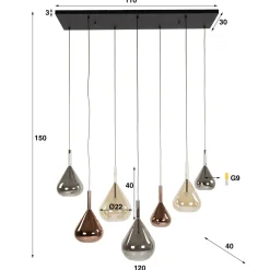 WoonStijl Hanglamp 4+3 wings mix glass