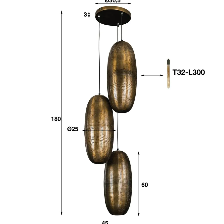 WoonStijl Hanglamp Cosmic getrapt met 3 lampen Discount