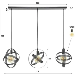 WoonStijl Hanglamp Cosmos Mesh met 3 lampen Best