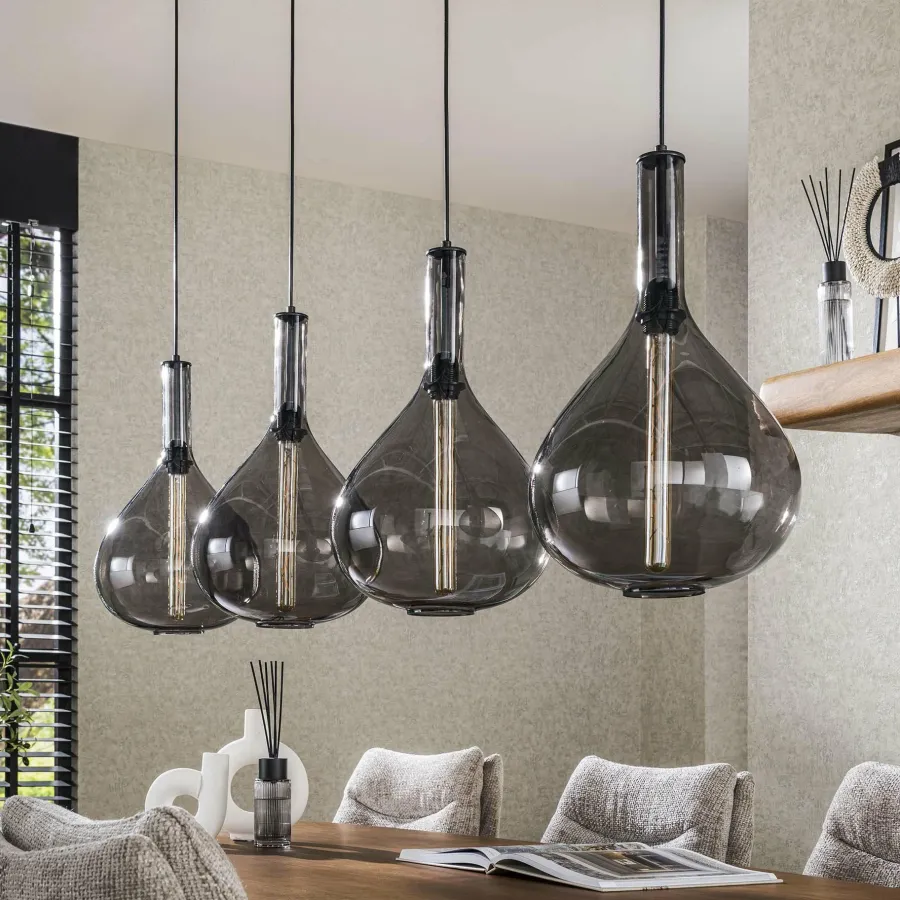 WoonStijl Hanglamp Drop smoke glass met 4 lampen Sale
