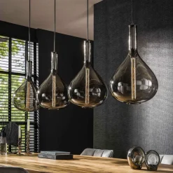 WoonStijl Hanglamp Drop smoke glass met 4 lampen Sale
