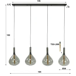 WoonStijl Hanglamp Drop smoke glass met 4 lampen Sale