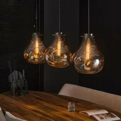 WoonStijl Hanglamp 3L dent glass Hot